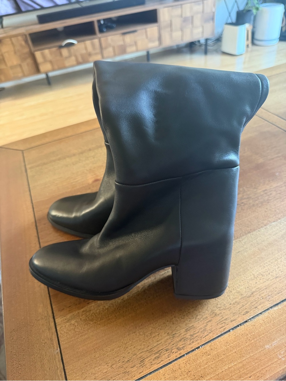 Nordstrom Black Leather Block Heel Boots